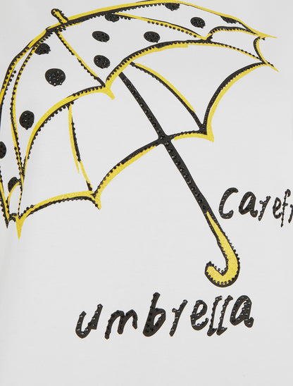 T-shirt à strass motif parapluie - Blanc - 3