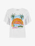T-shirt motif sunset à strass - Blanc - 1