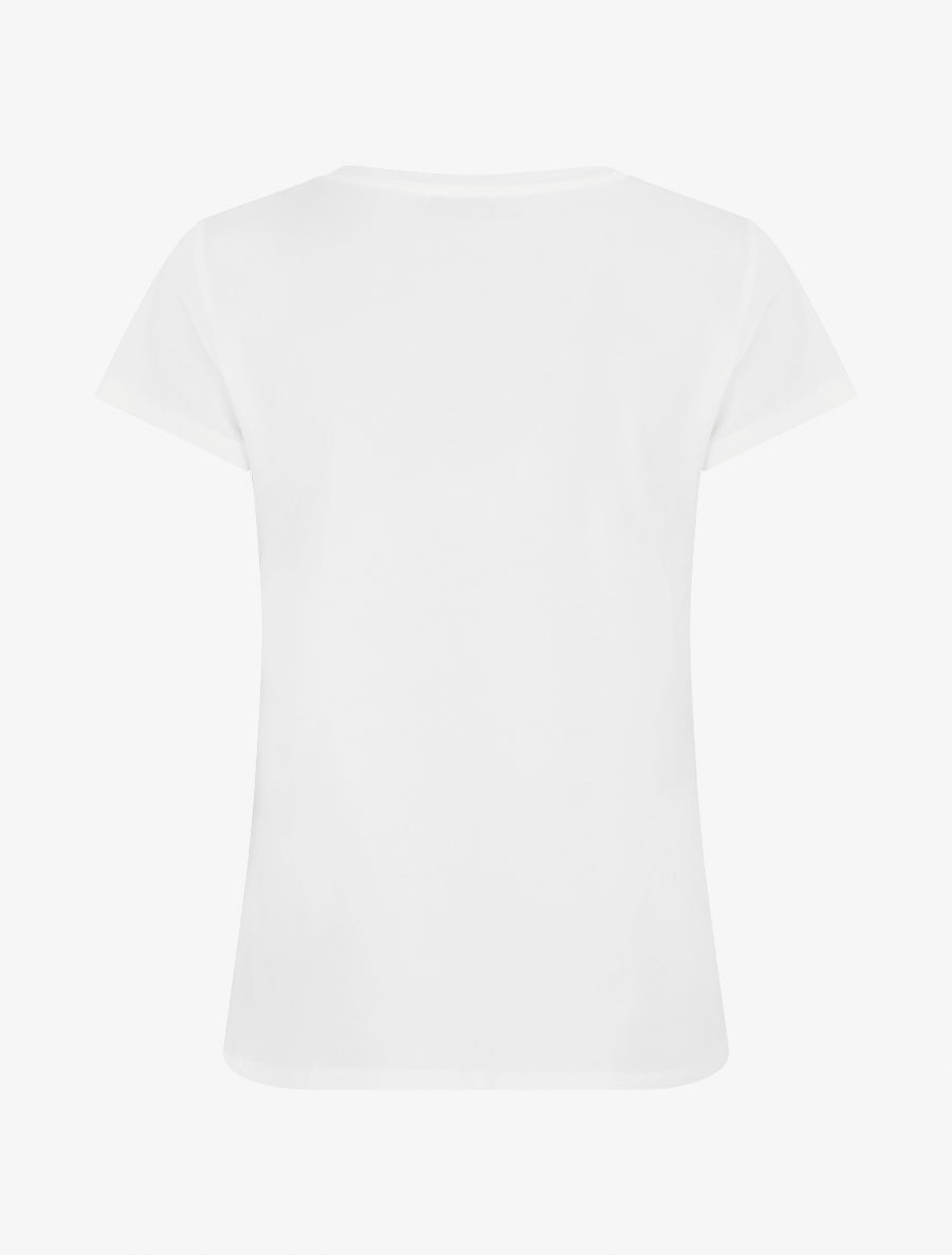 T-shirt floqué à strass et perles - Blanc - 2