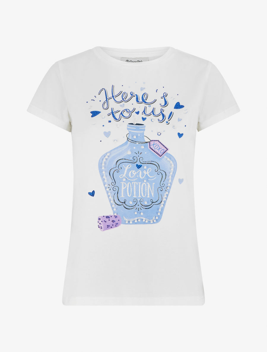 T-shirt Love potion à strass - Blanc - 1