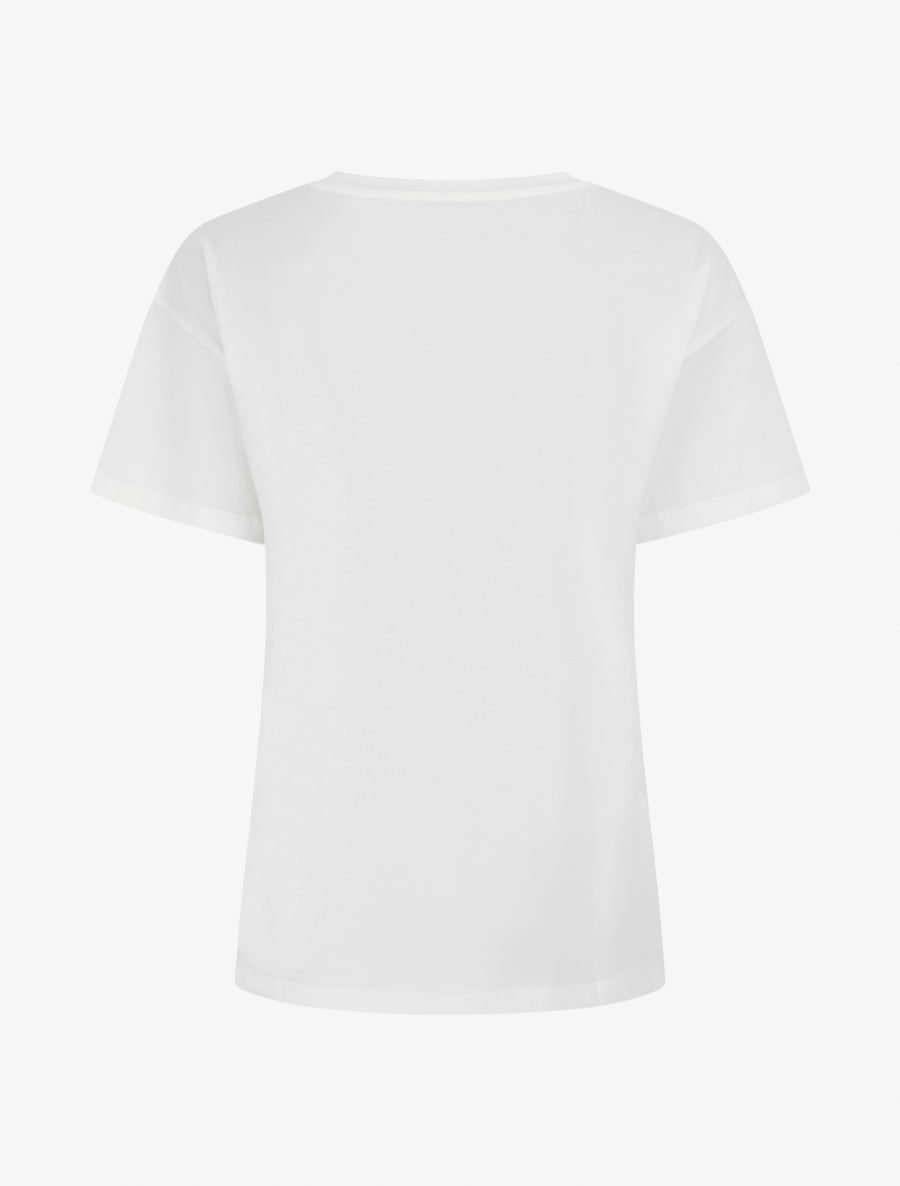 T-shirt à motif fleur et strass - Blanc - 2