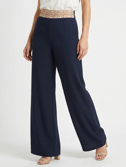 Pantalón fluido liso de cintura alta - Marine