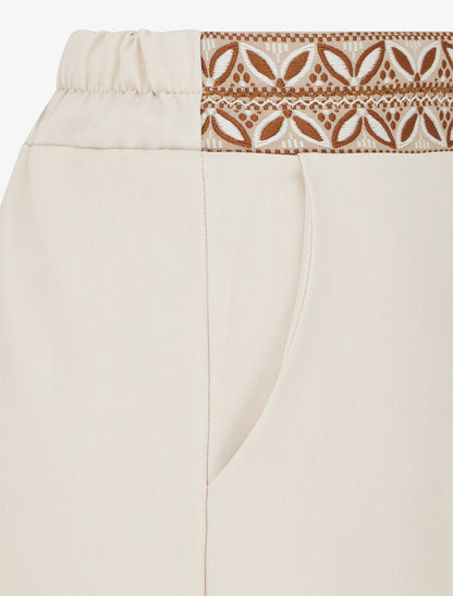 Pantalon fluide unie à taille haute - Beige - 3