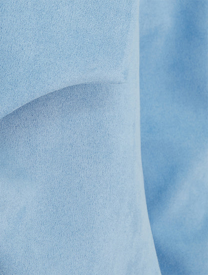 Veste en suédine à cole châle - Bleu ciel - 3