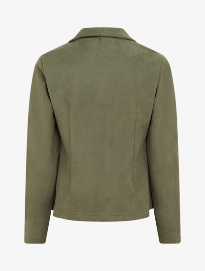 Veste en suédine à cole châle - Kaki - 2