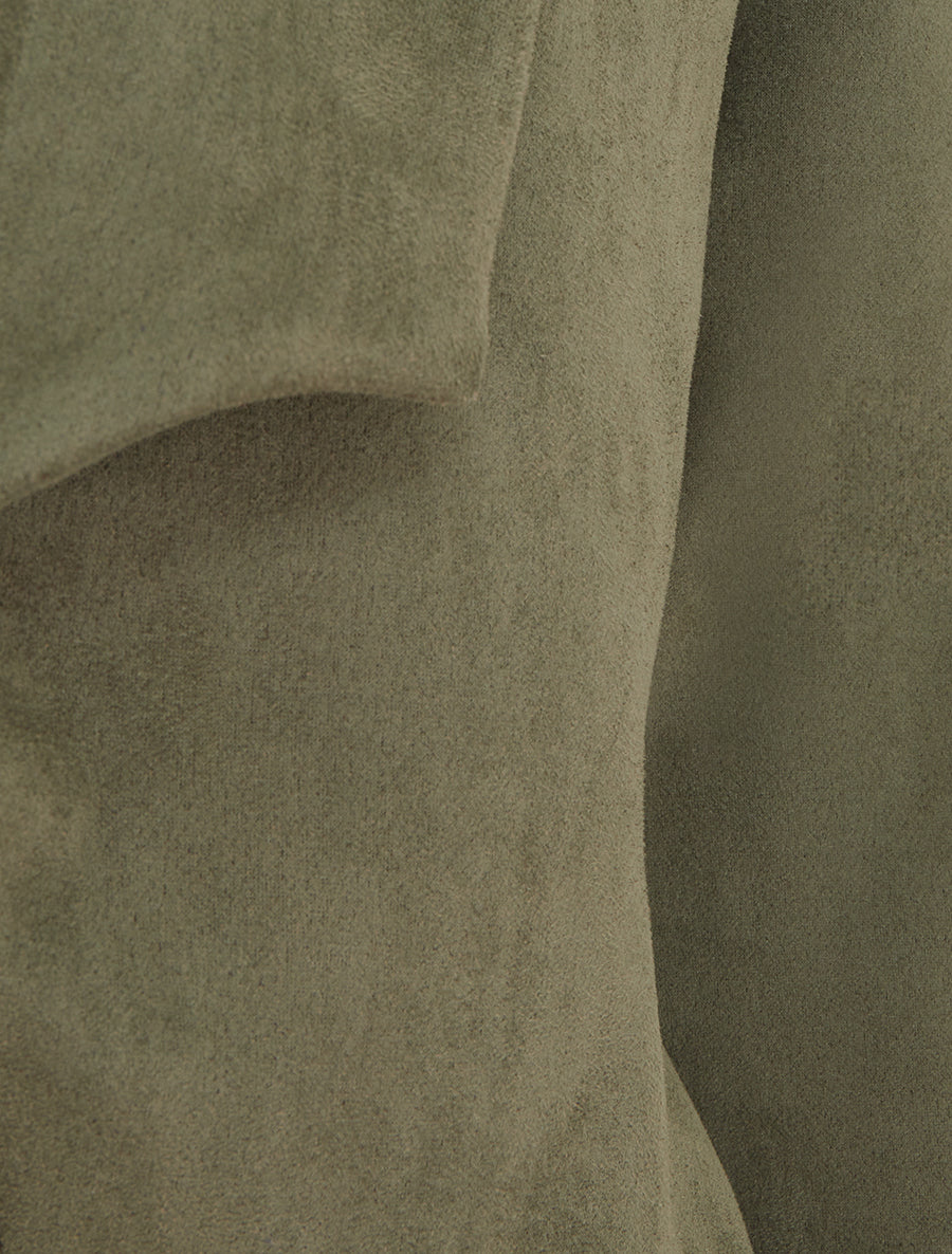 Veste en suédine à cole châle - Kaki - 3