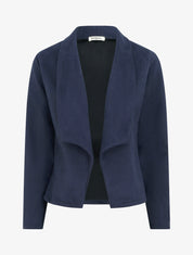 Veste en suédine à cole châle - Marine - 1