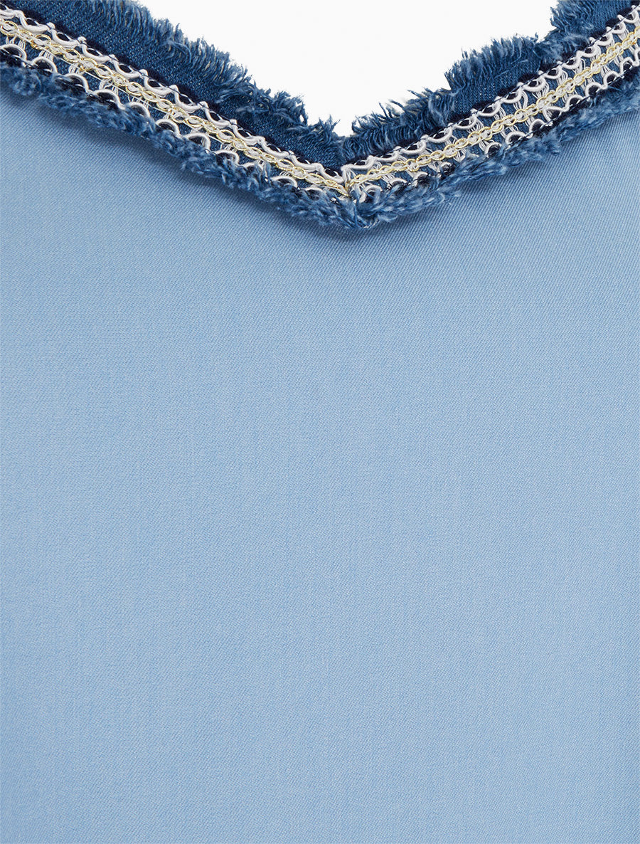 Débardeur à col V brodé - Bleu ciel - 3