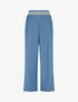 Pantalon fluide unie à bande brodée - Bleu ciel - 1