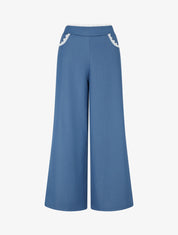 Pantalon ample à dentelle - Bleu denim - 1