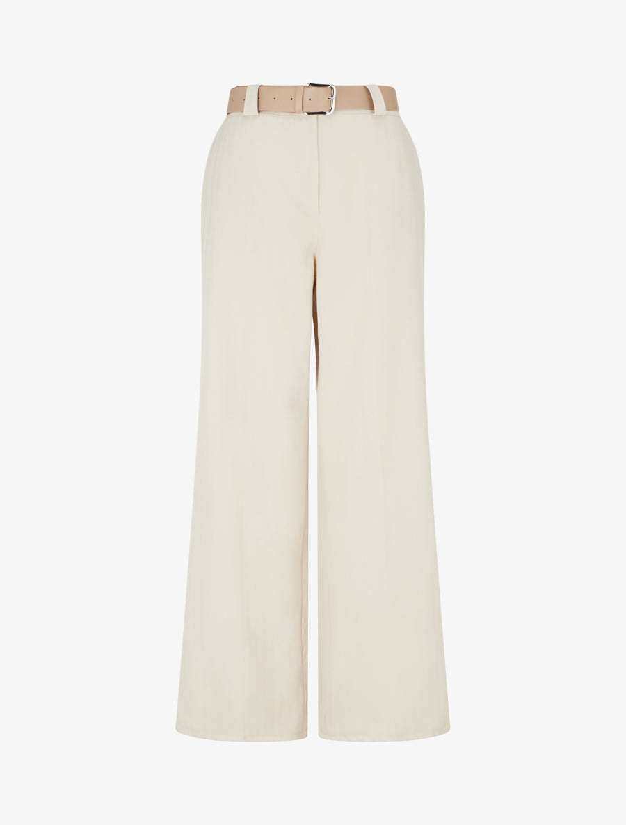 Pantalon ample à motif rayé - Beige - 1