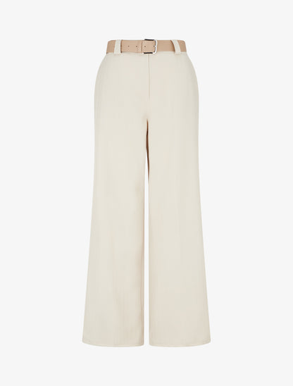 Pantalon ample à motif rayé - Beige - 1