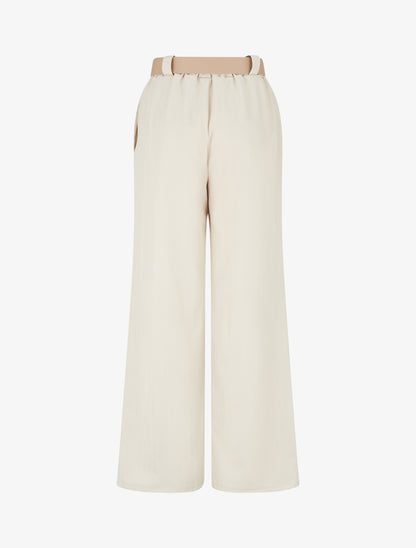 Pantalon ample à motif rayé - Beige - 2