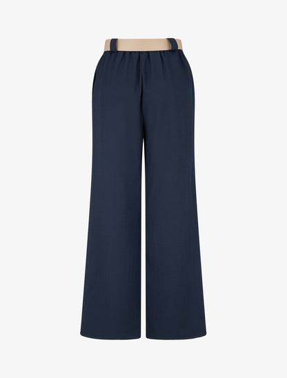 Pantalon ample à motif rayé - Marine - 2