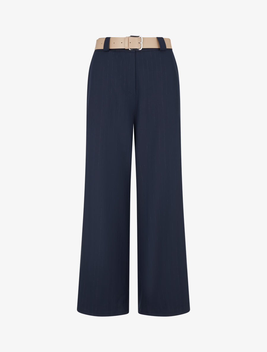 Pantalon à fines rayures irisées - Marine - 1