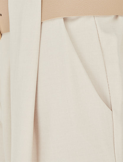 Pantalon uni à passant stylisé - Beige - 3