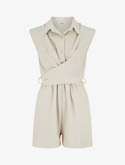Combishort sans manches à pans croisés - Beige - 1