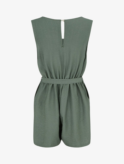 Combishort boutonné sans manches - Kaki - 2