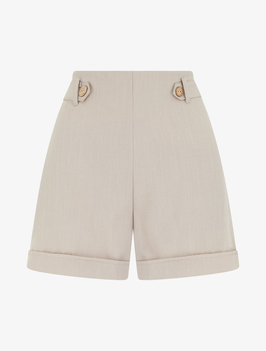 Short uni élastiqué - Taupe - 1