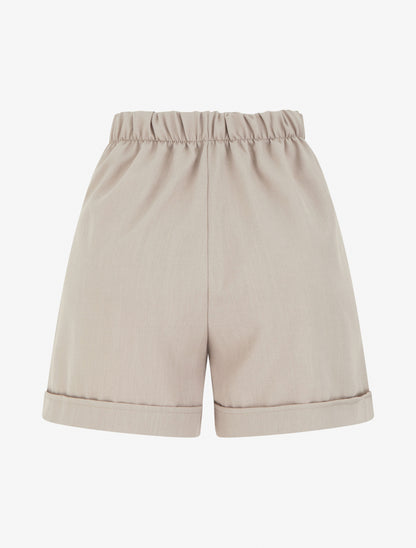 Short uni élastiqué - Taupe - 2