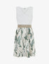 Robe mi-longue à dentelle et imprimé fantaisie - Kaki - 1