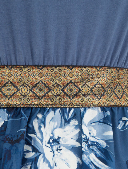 Combishort imprimé floral à bretelles fantaisies - Bleu - 3