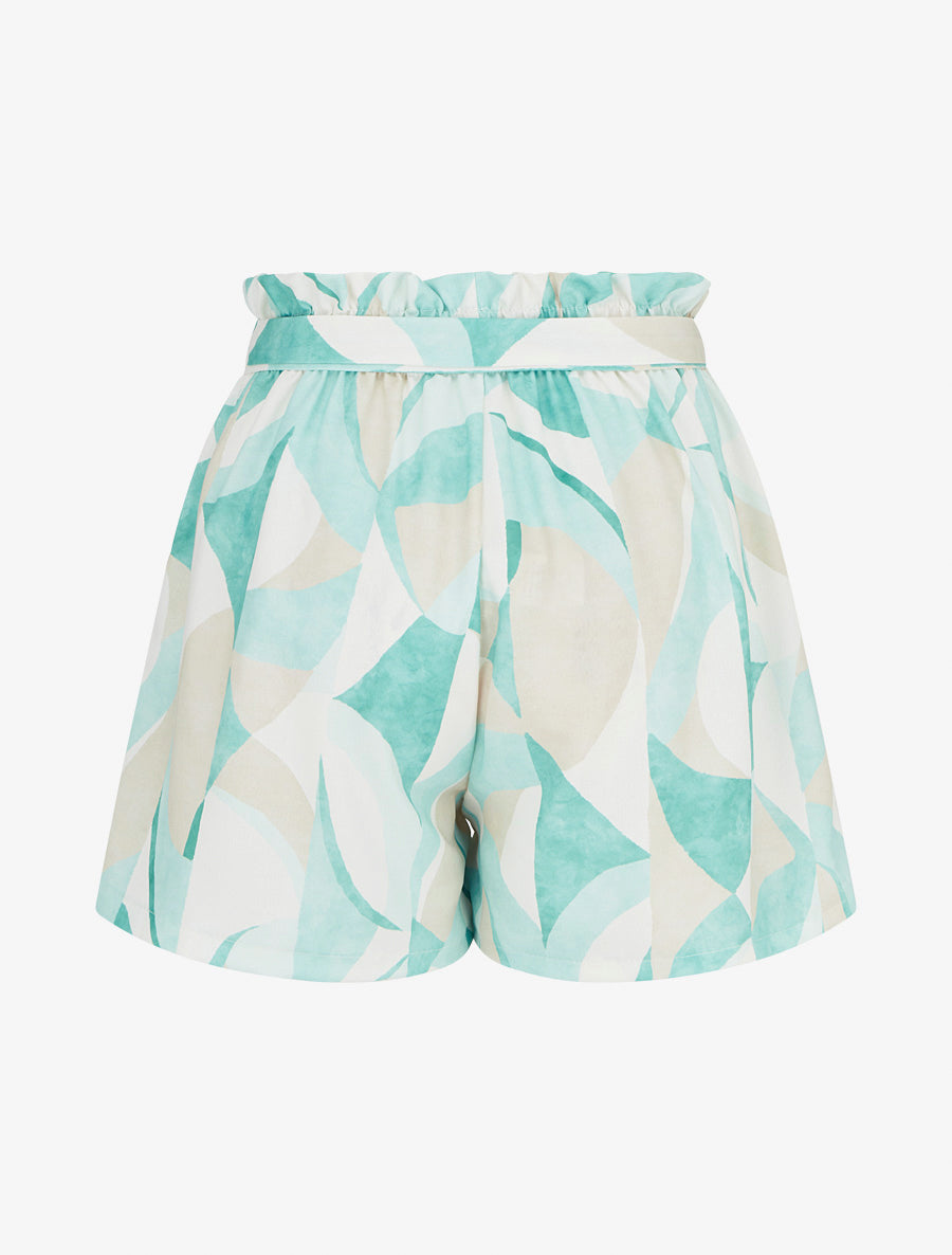 Short évasé imprimé graphique - Turquoise - 2