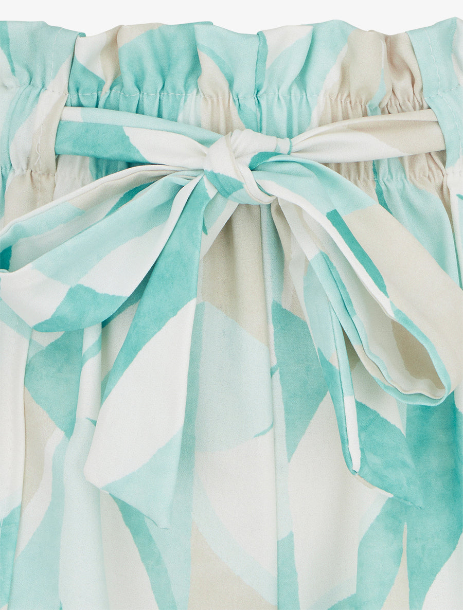 Short évasé imprimé graphique - Turquoise - 3