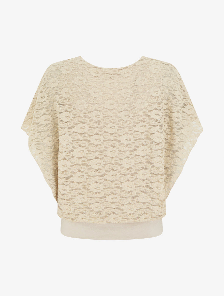 Top boule en dentelle - Beige - 2