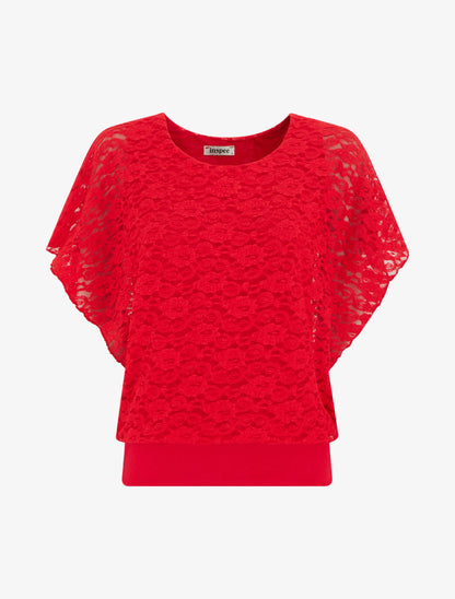 Top boule en dentelle - Rouge - 1