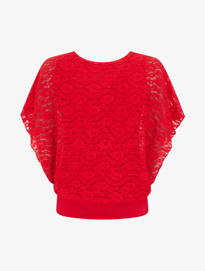 Top boule en dentelle - Rouge - 2