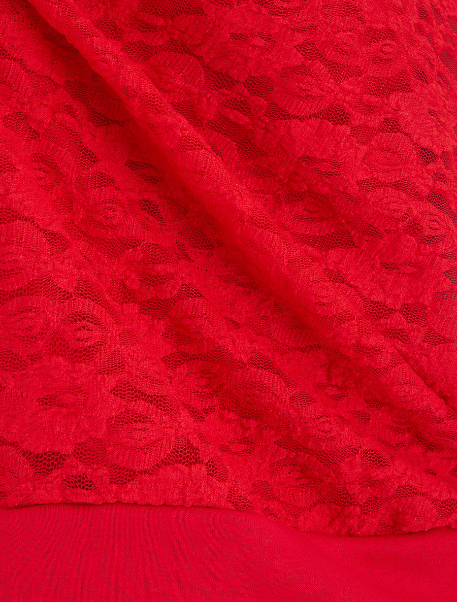 Top boule en dentelle - Rouge - 3