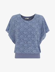 Top boule en dentelle - Bleu - 1