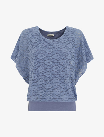 Top boule en dentelle - Bleu - 1