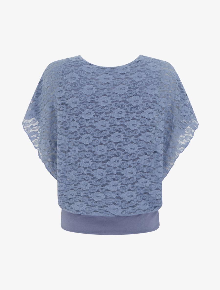 Top boule en dentelle - Bleu - 2
