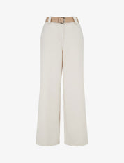 Pantalón recto liso elástico - Beis