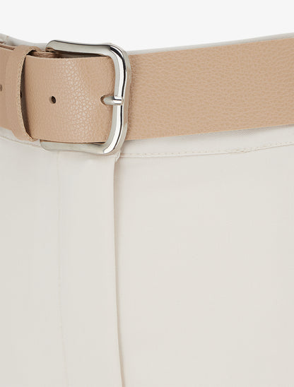 Pantalón recto liso elástico - Beis