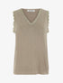 Débardeur irisé à col en dentelle - Taupe - 1