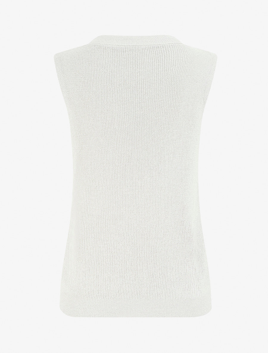 Top sans manches à maille fine irisée - Blanc - 2
