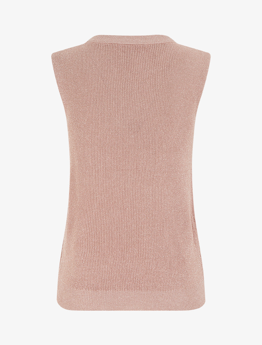 Top sans manches à maille fine irisée - Rose - 2