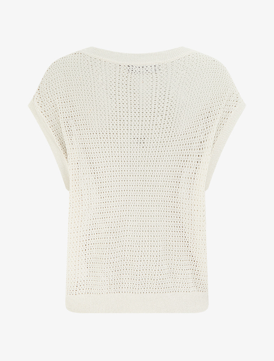 Top en maille fine ajouré et irisé - Beige - 2