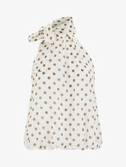 Top sin mangas con estampado de lunares - Crudo