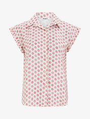 Top imprimé à pois boutonné - Rose - 1