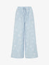 Pantalon en lin à broderie floral - Bleu ciel - 1
