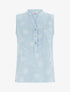 Top en lin boutonné à broderie floral - Bleu ciel - 1