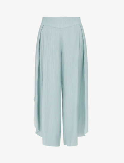 Pantalon texturé style sarouel fendu - Turquoise - 1