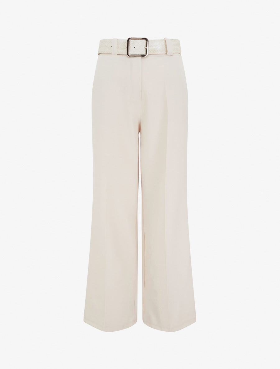 Pantalon uni élastiqué - Beige - 1