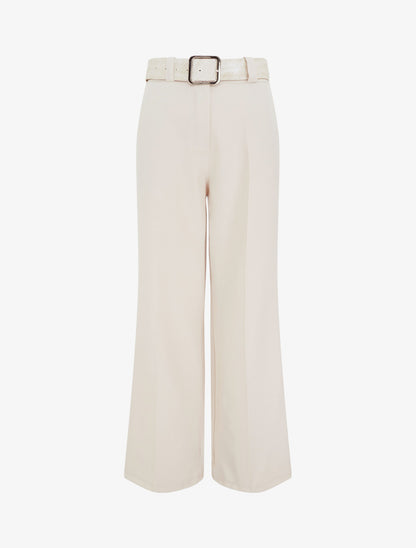 Pantalon uni élastiqué - Beige - 1