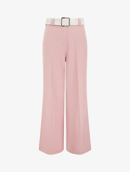 Pantalon uni élastiqué - Rose - 1
