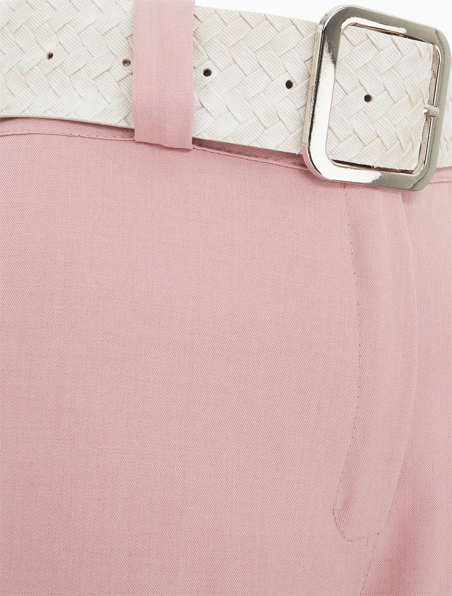 Pantalon uni élastiqué - Rose - 3